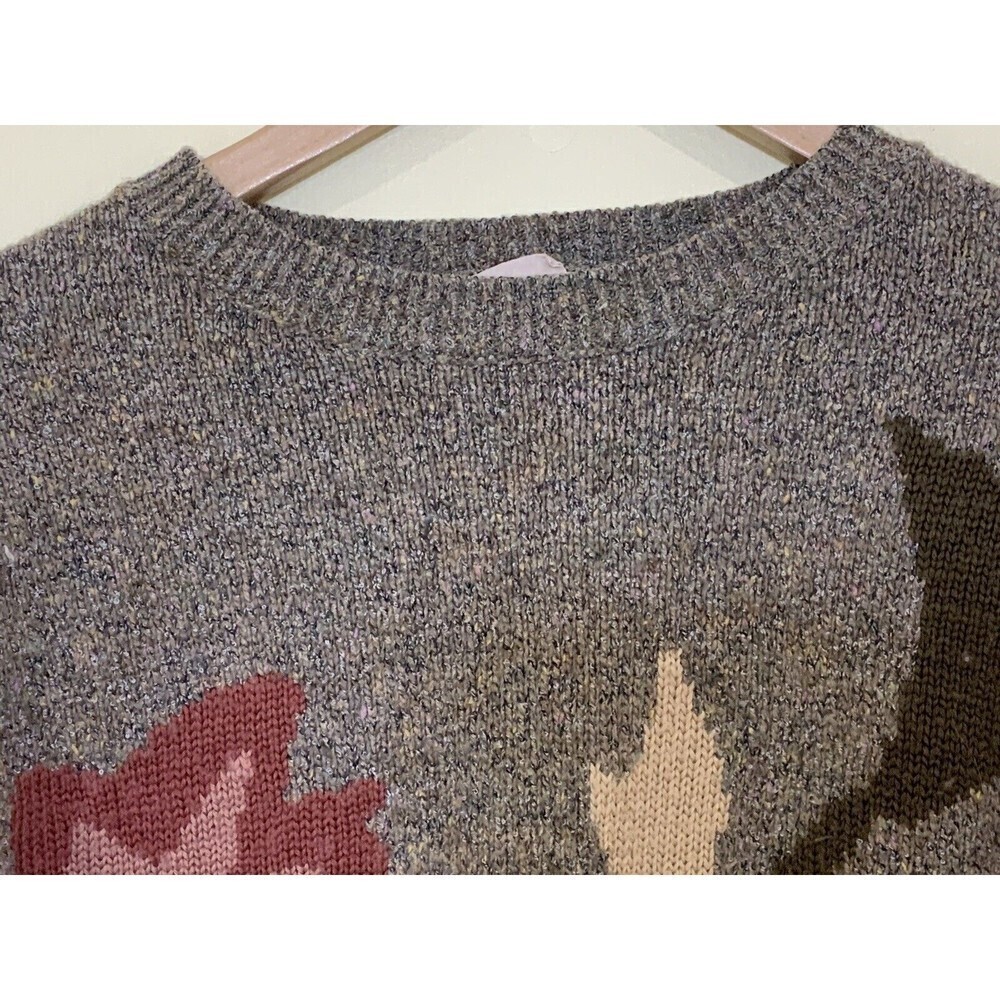 John Meyer Women's Pullover Sweater Floral Wool Blend Brown Multi Size Small - Picture 3 of 4